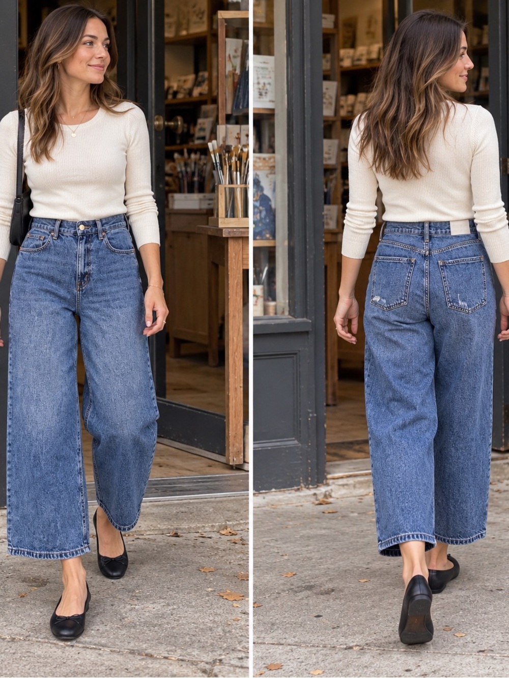 PISTOLA Wide Leg Crop Jeans Womens 30 Blue High Rise Denim Cotton Rayon